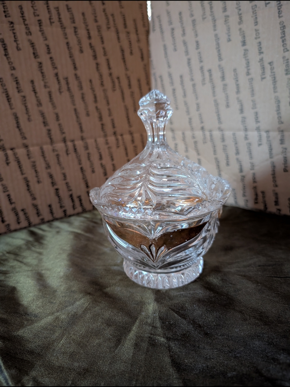 Cut Glass Covered Candy Dish - Clear Crystal